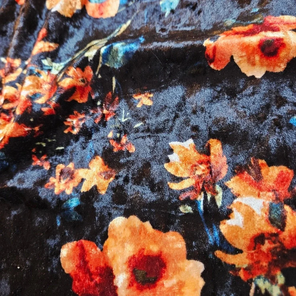 Rue 21 Womens Velvet Dark Floral Babydoll Romper Dress Large Festival Whimsigoth